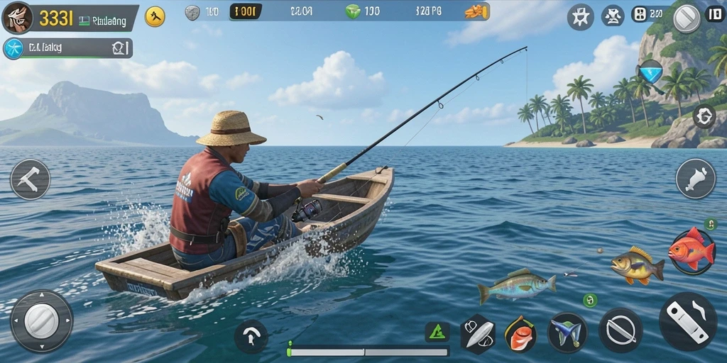Tampilan gameplay memancing yang seru dan menantang di 333I.