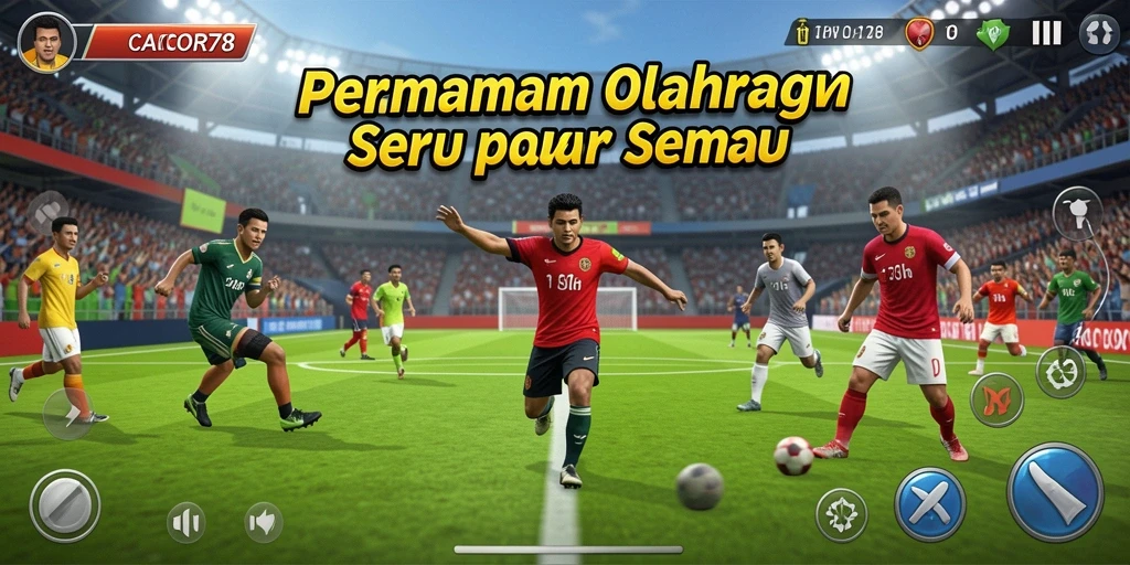 Tampilan gameplay seru dan menarik dari CACOR78 di arena olahraga.