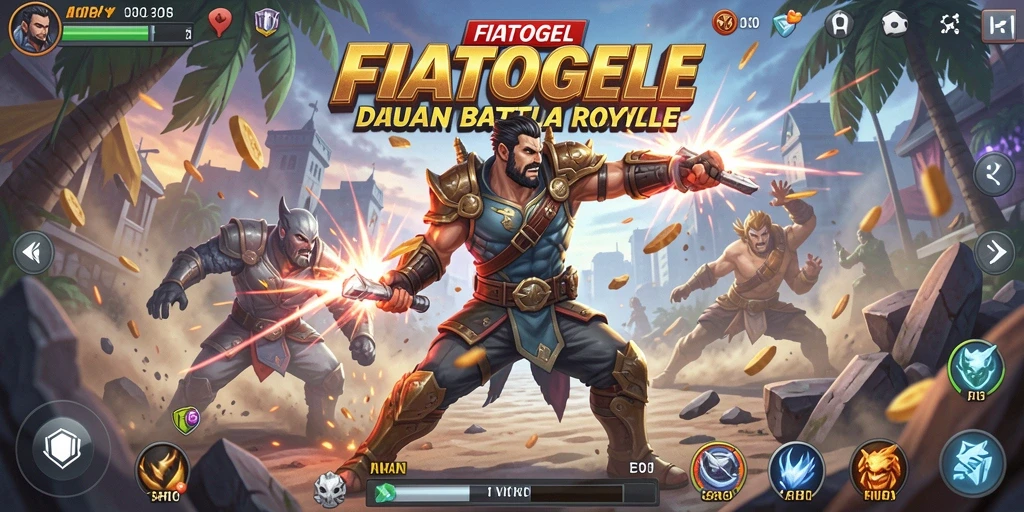 Screenshot dari gameplay menarik di FIATOGEL dengan aksi Battle Royale.