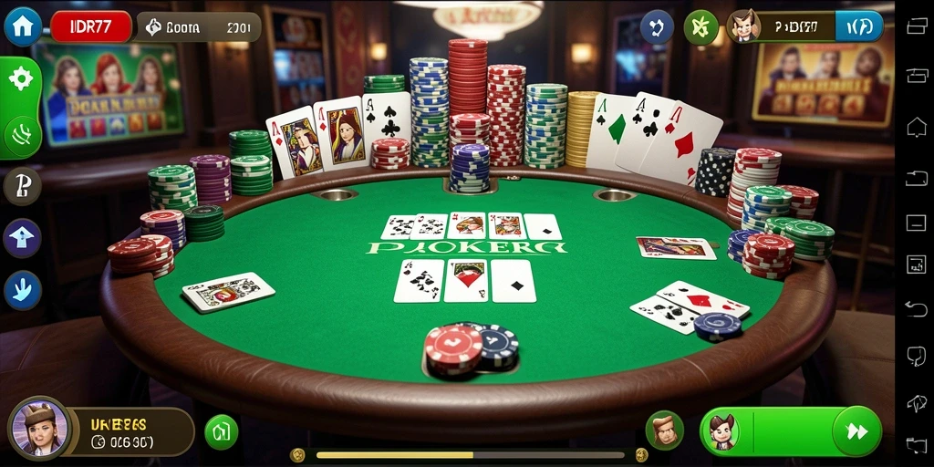 Screenshot utama IDR77 menampilkan gameplay Poker yang menarik dan seru.
