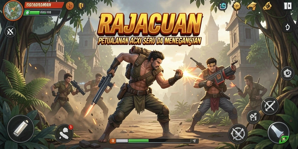 Tangkapan layar utama RAJACUAN menampilkan aksi seru dalam gameplay.