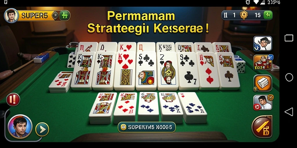 Screenshot gameplay SUPER5 dengan pemain bersaing dalam permainan Domino.